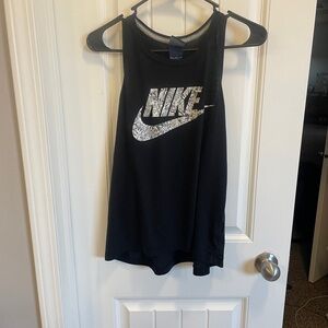 Nike Black Sleeveless Top with Metallic Logo